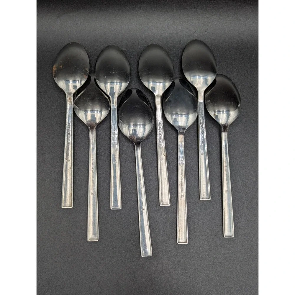 VTG 8 pc Orleans Silver ORL11 Stainless Korea 8 Soup Table Spoons